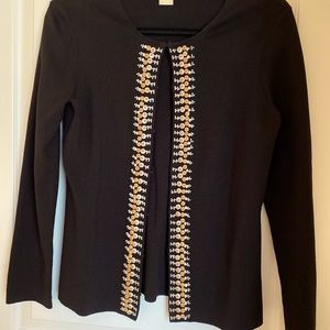 Sigrid Olsen Silk Blend Black Knit Cardigan with beads, S